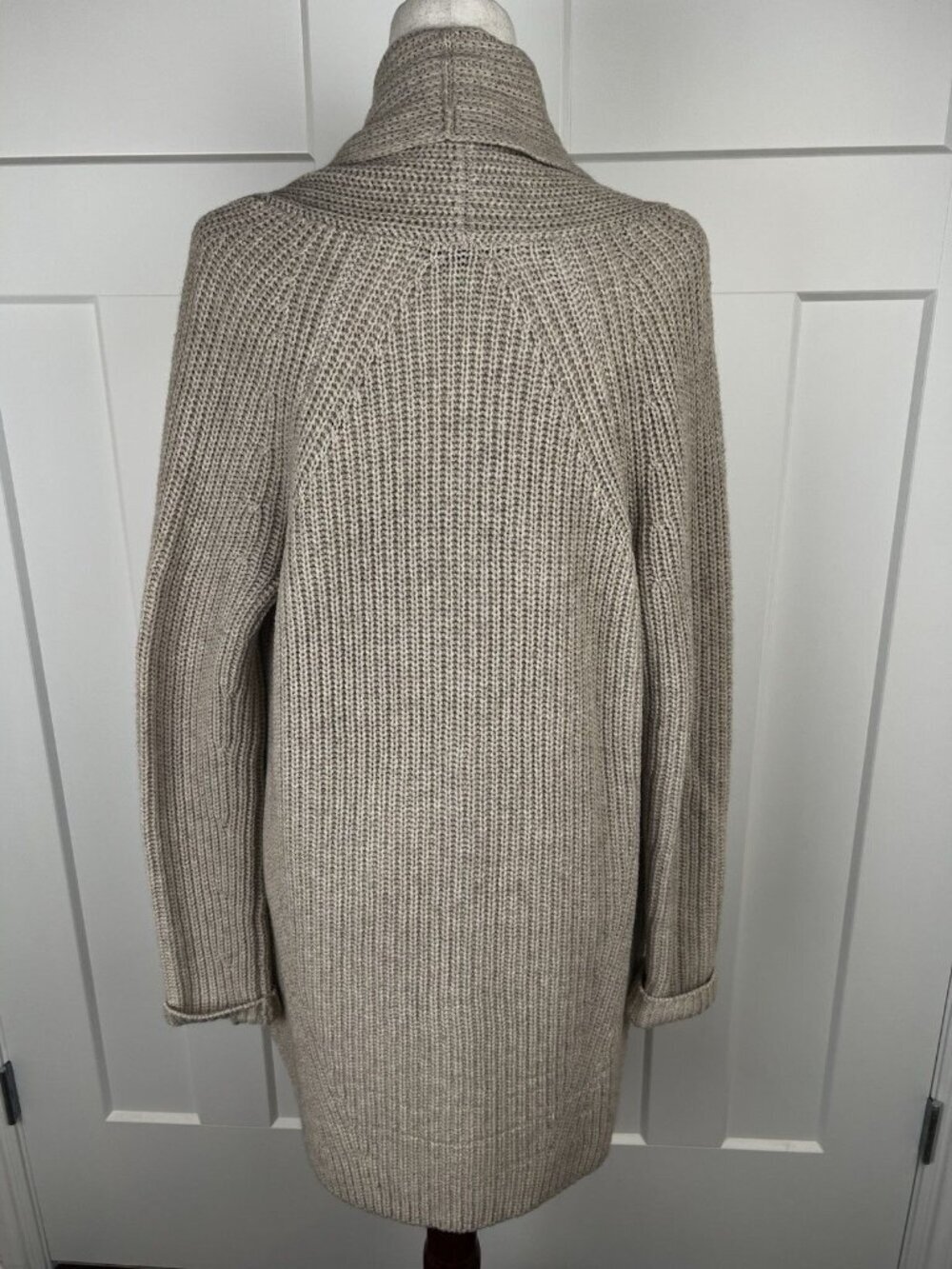 Vince Light Beige Open-Front Ribbed Cardigan - Picture 6 of 12